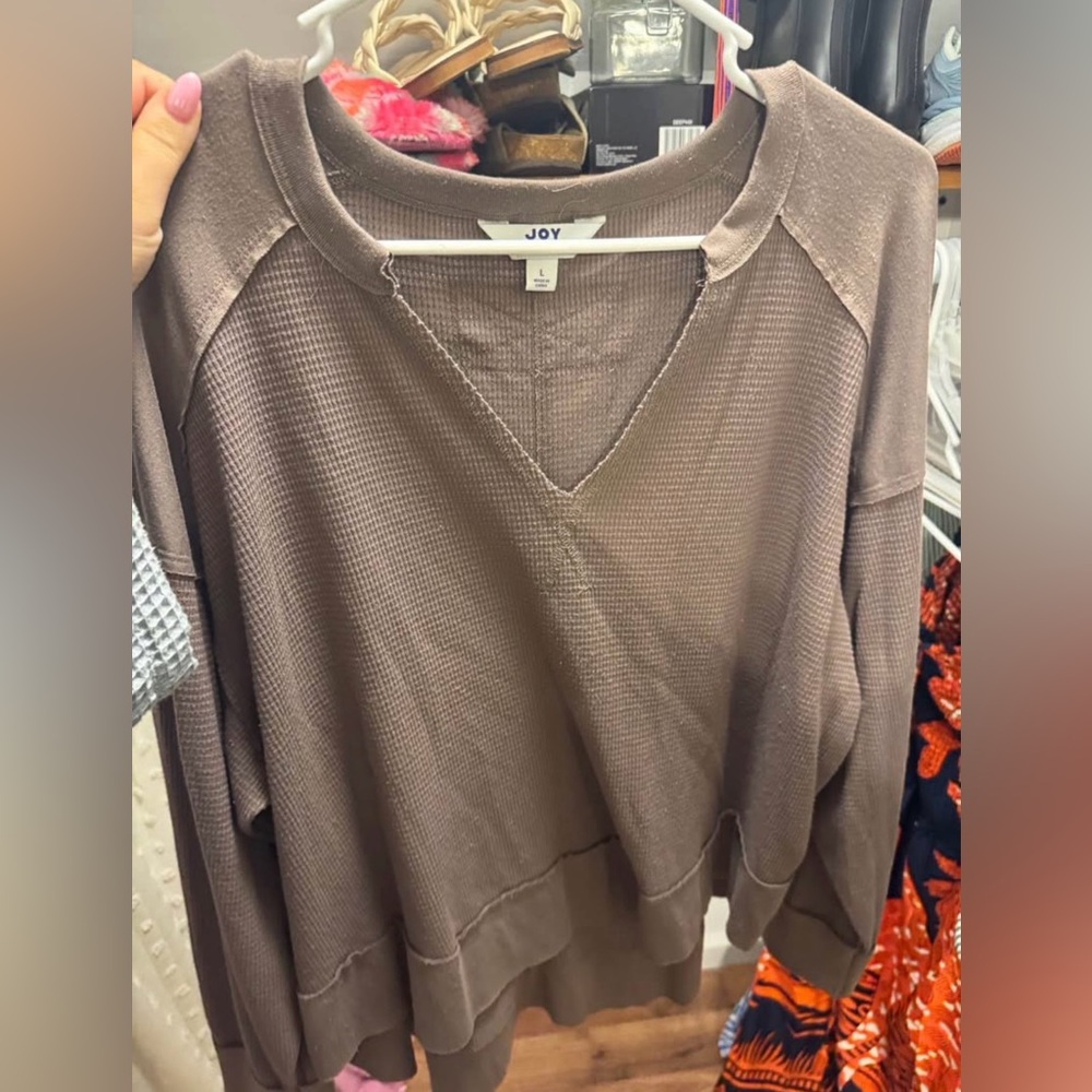 JoyLab Women's V-Neck Brown Top